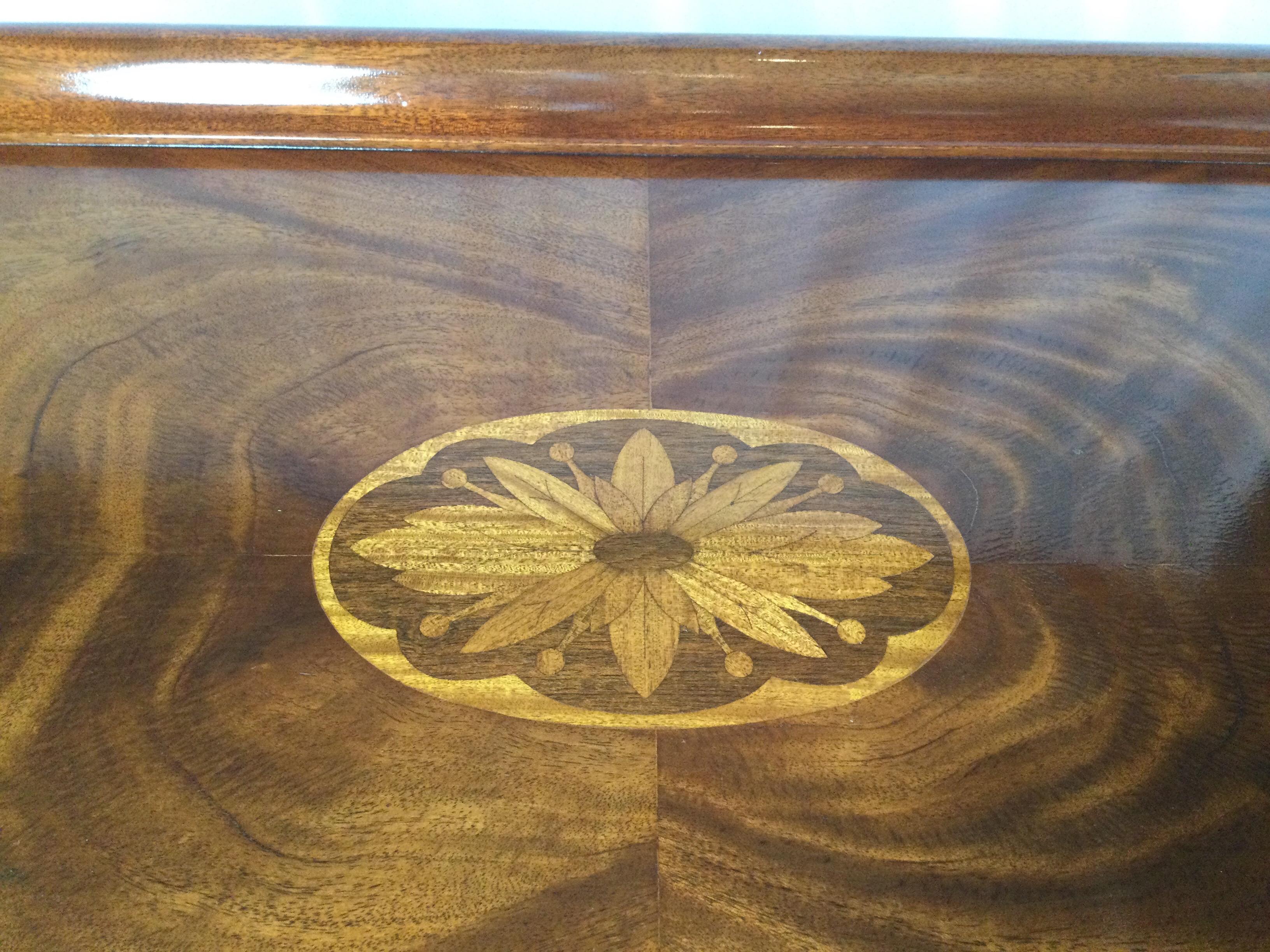 20th Century Flame Mahogany Inlaid Cocktail Table by Councill