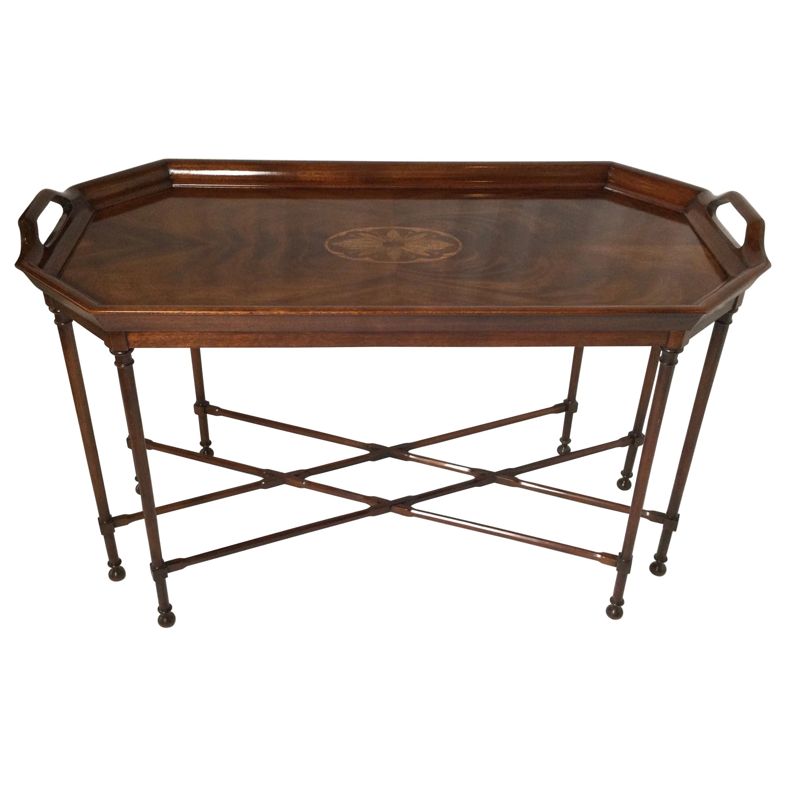 Flame Mahogany Inlaid Cocktail Table by Councill