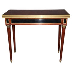 Flame Mahogany Louis XVI Bronze Mounted Style Flip Top Game Chess Table