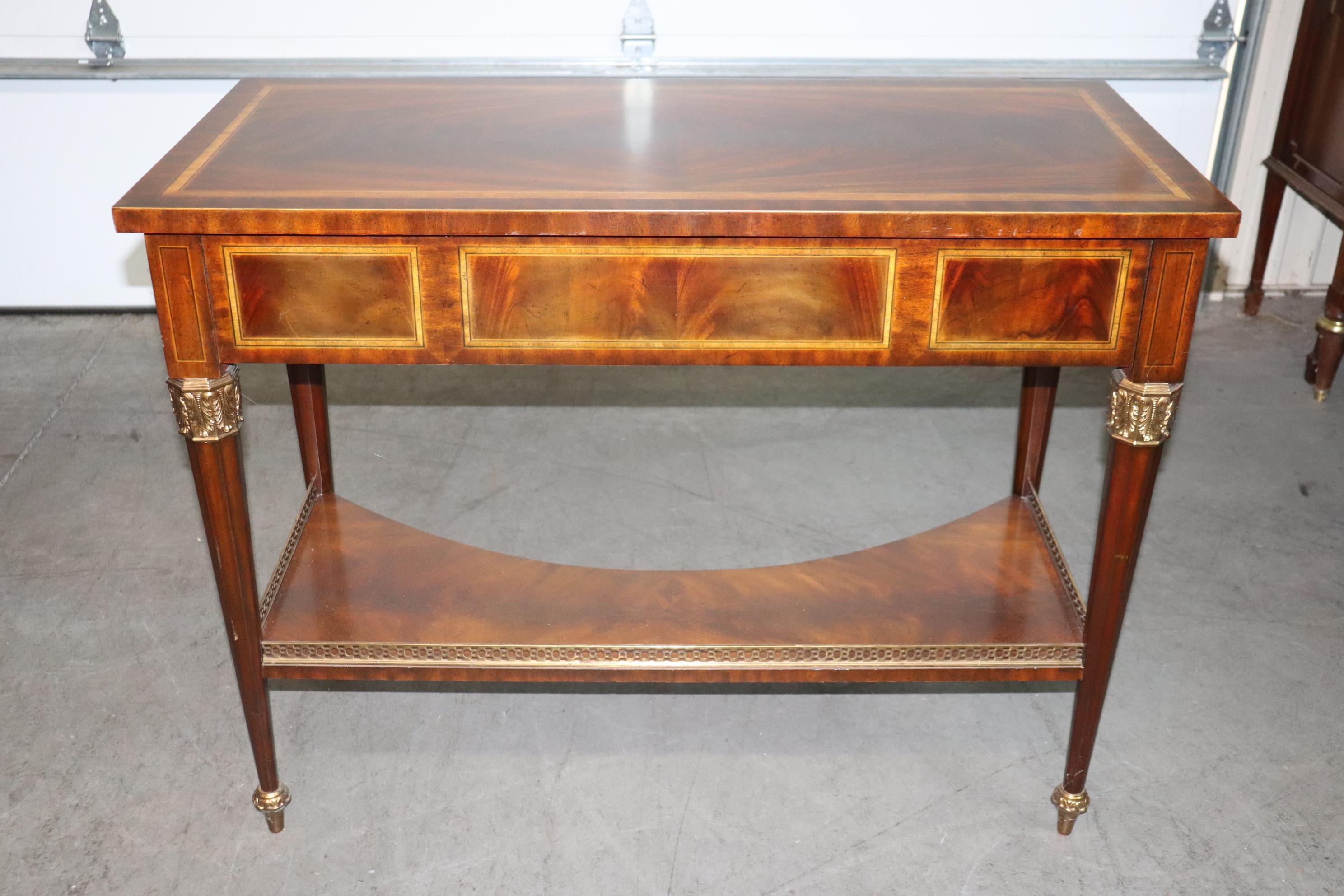 Flame Mahogany Maitland Smith Bronze Mounted Griffin French Empire Console Table 12