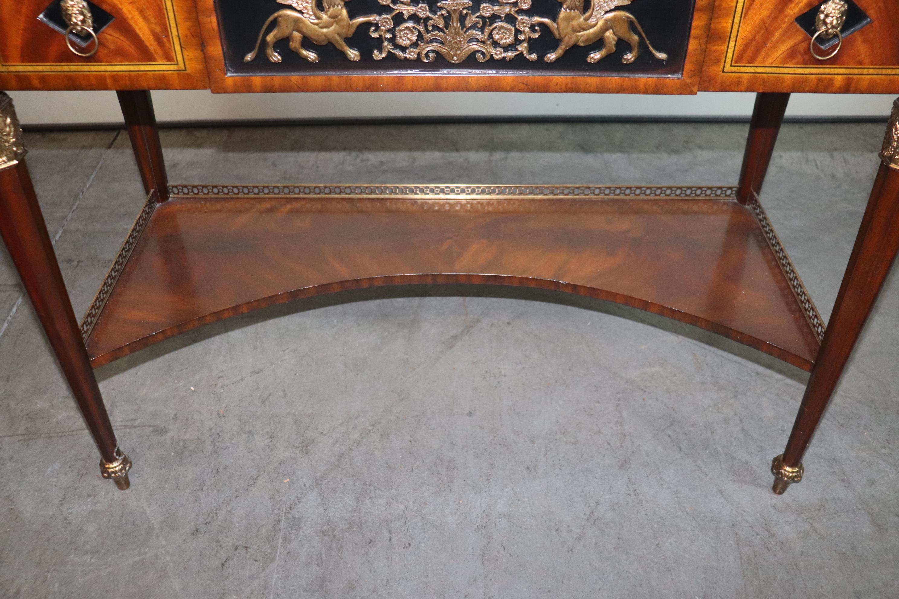 Flame Mahogany Maitland Smith Bronze Mounted Griffin French Empire Console Table 2