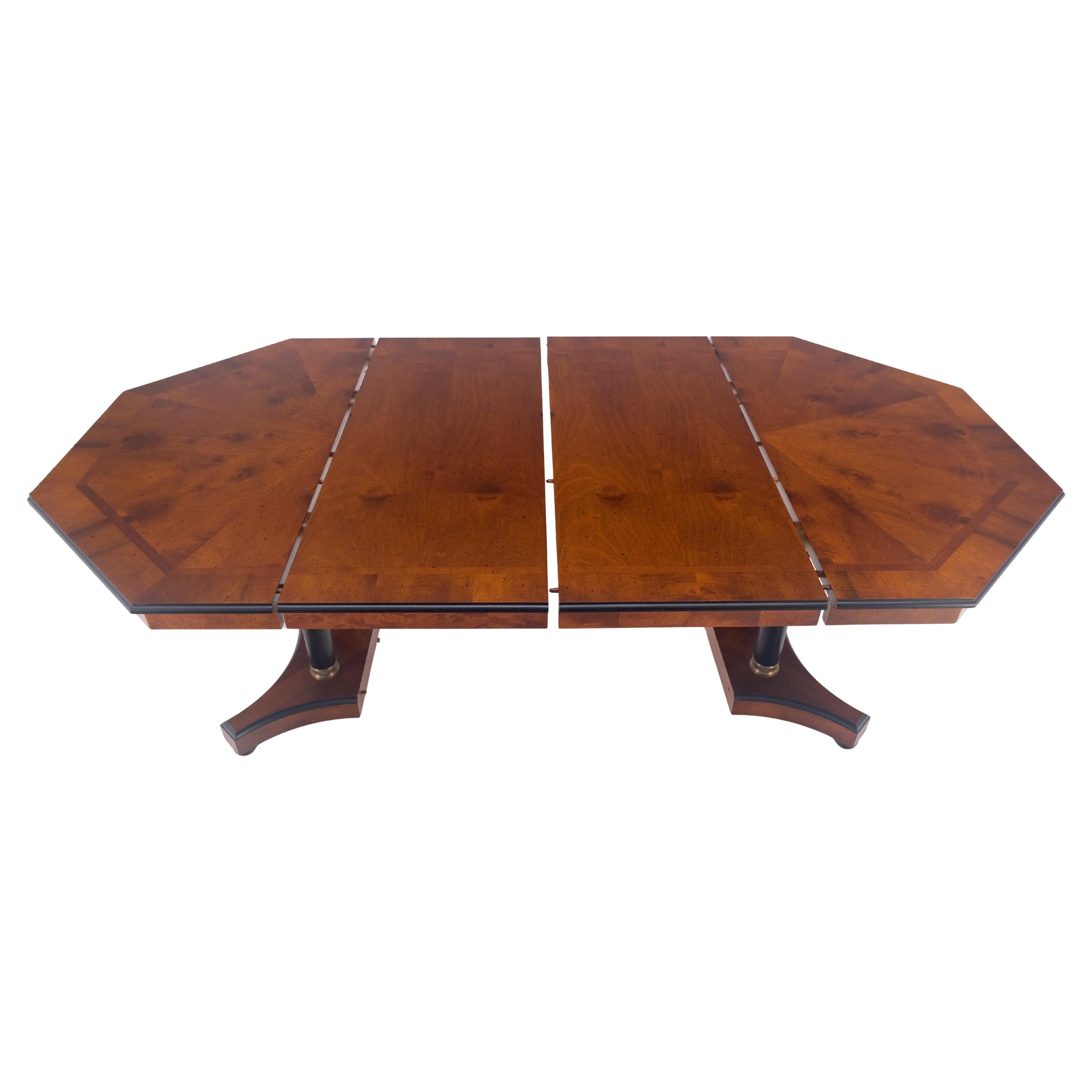 Flame Mahogany Octagon Shape Two 18" Leaves Single Base Dining Table MINT! For Sale