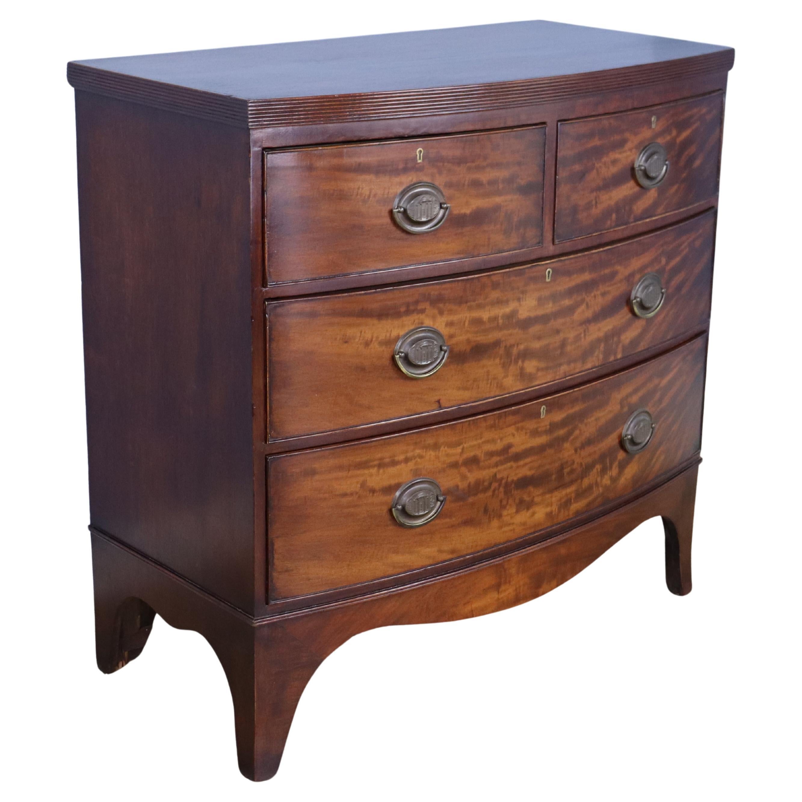 Flame Mahogany Regency Bowfront Chest of Drawers with Splayed Feet