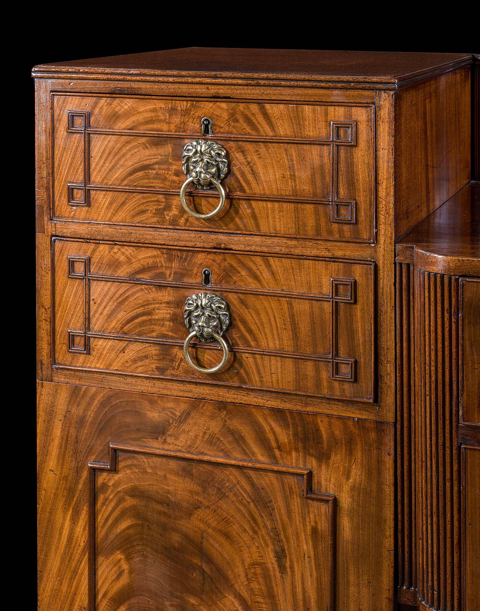 Flame Mahogany Regency Twin Pedestal Sideboard For Sale 1