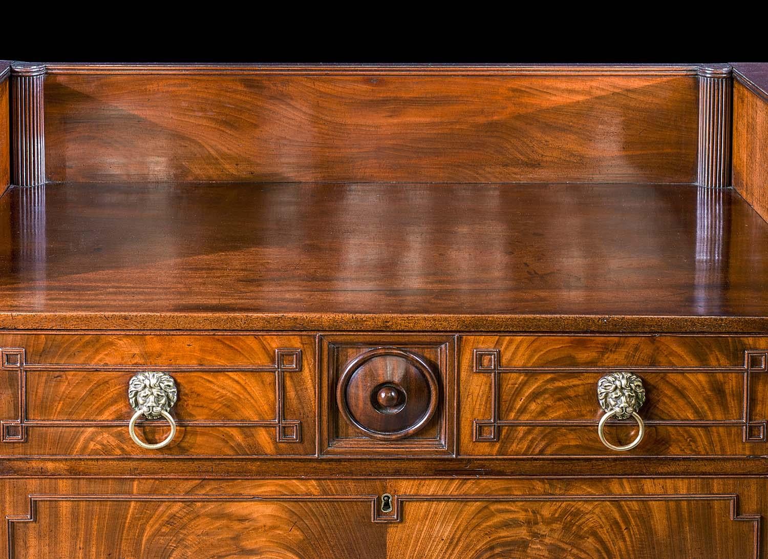 Flame Mahogany Regency Twin Pedestal Sideboard For Sale 2