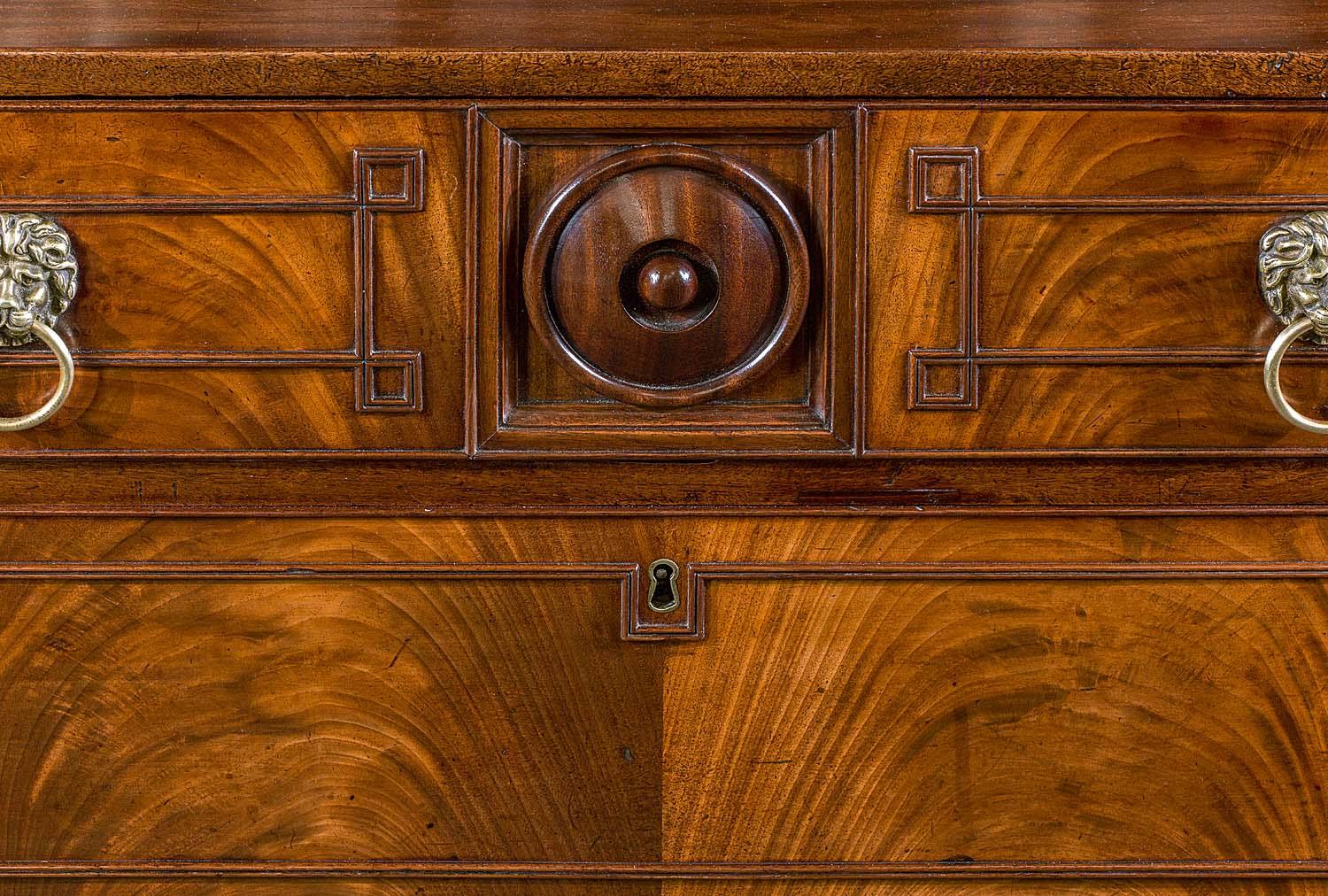 Flame Mahogany Regency Twin Pedestal Sideboard For Sale 4