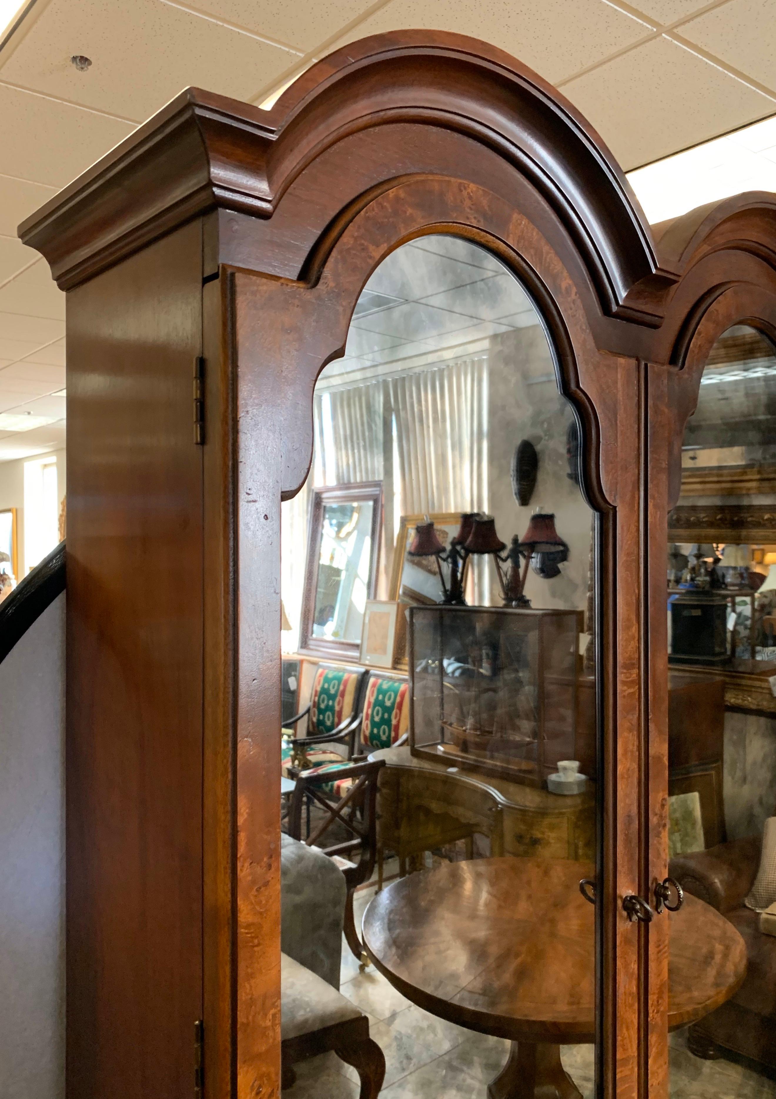 Flame Mahogany Secretary Secretaire Two-Piece with Mirrored Top 7