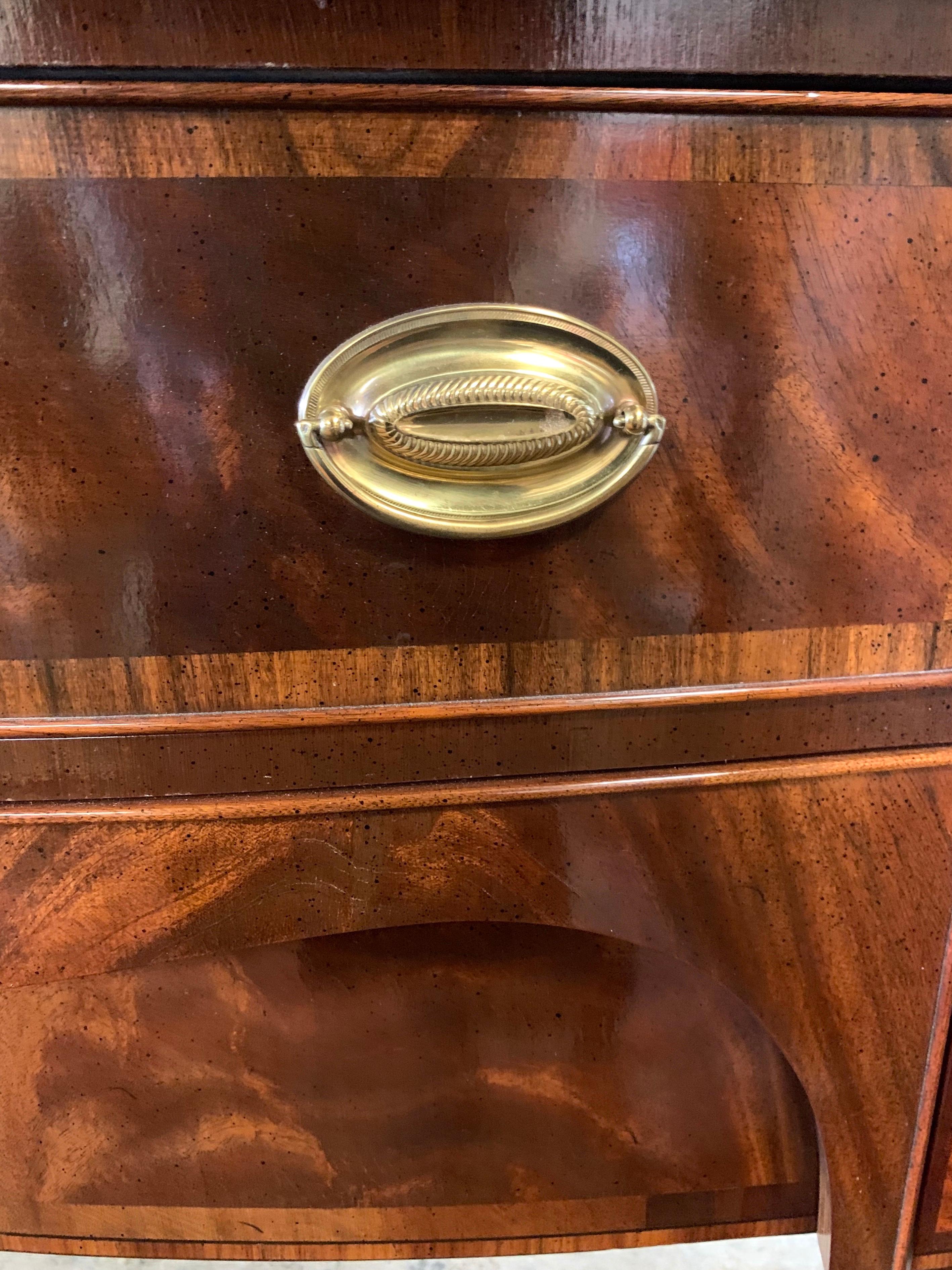 Chippendale Flame Mahogany Sideboard Credenza Buffet with Inlay New York Made