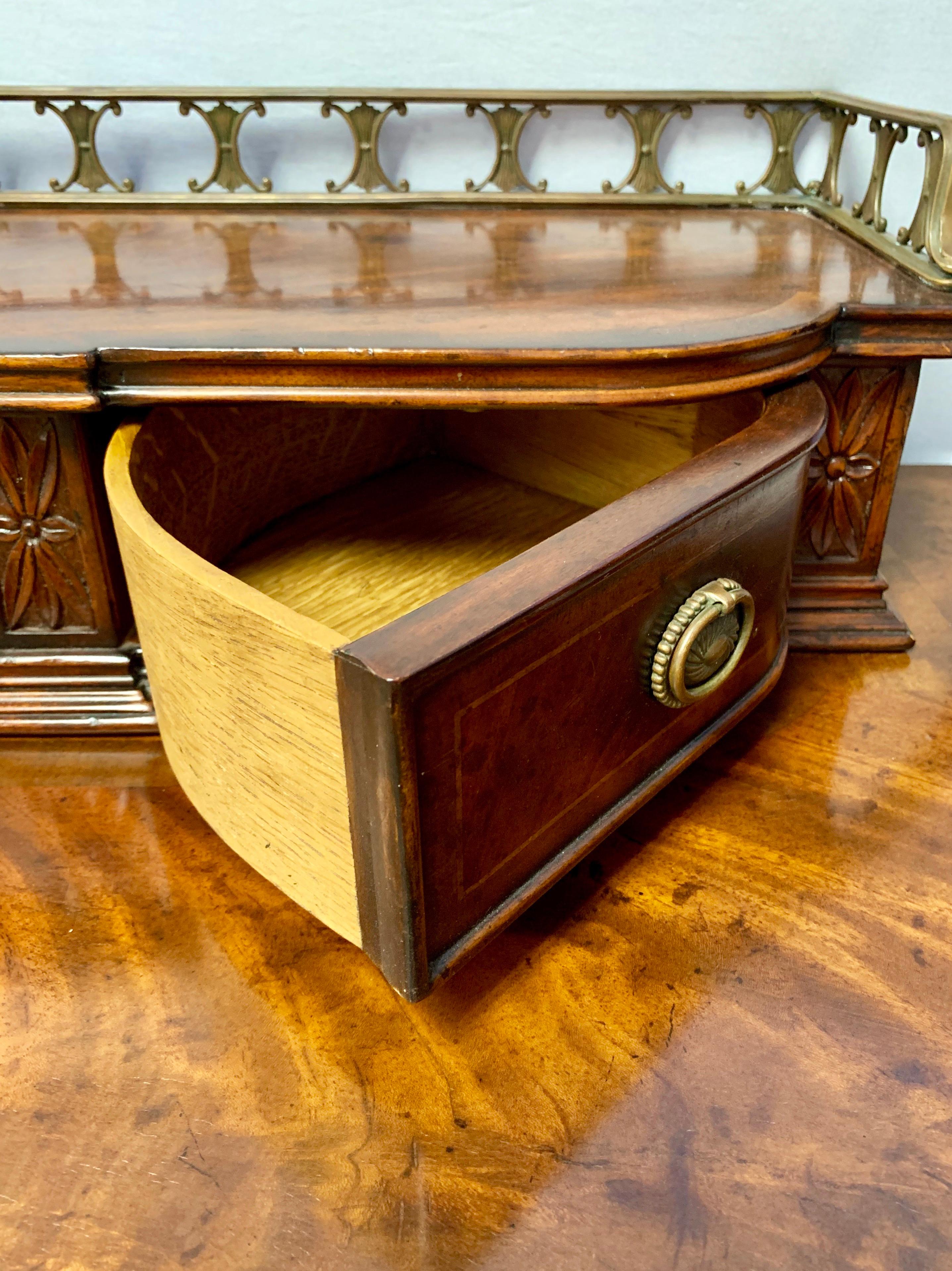 Flame Mahogany Sideboard Credenza Console with Brass Claw Feet Multi-Level 2