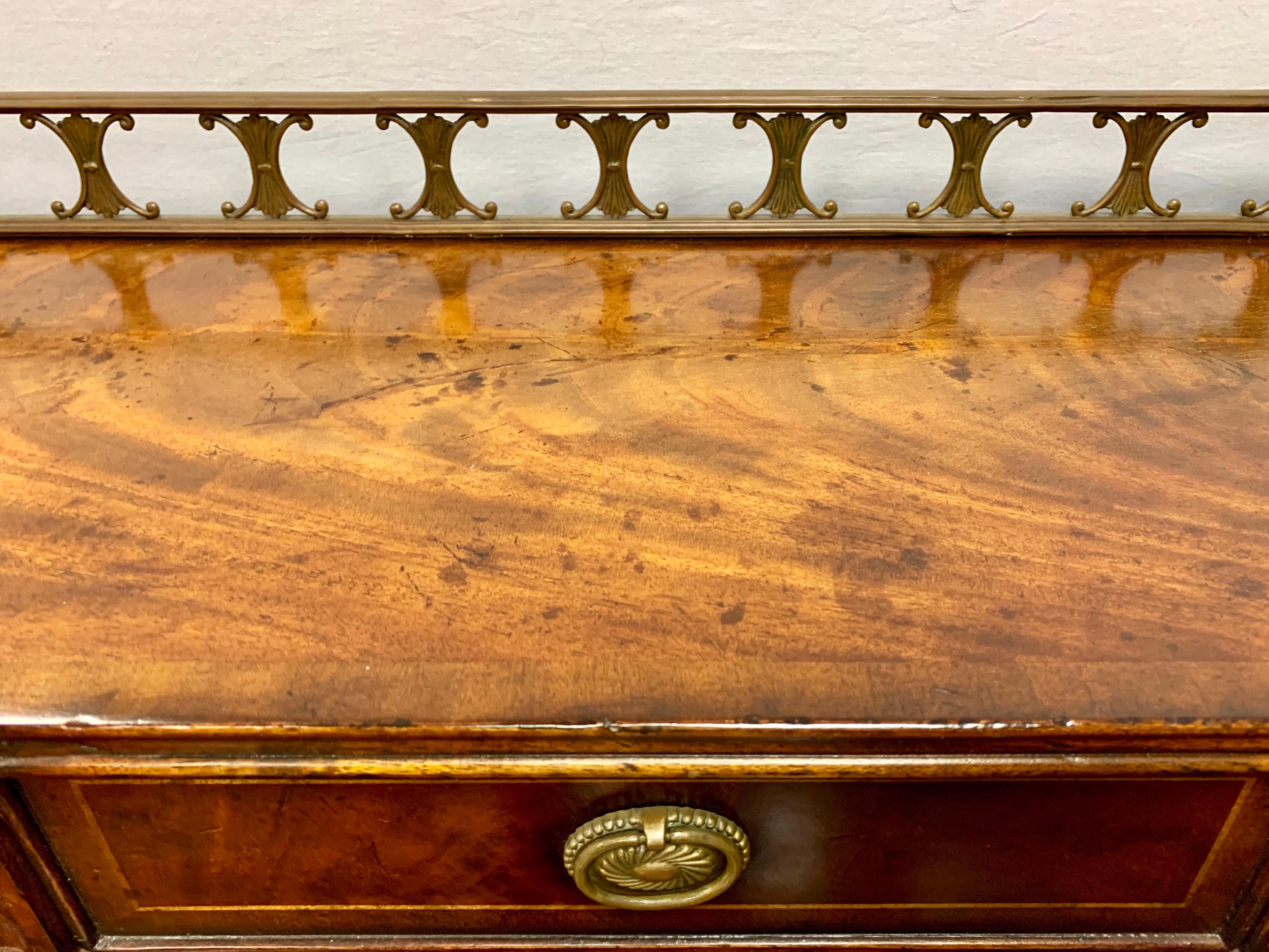 Flame Mahogany Sideboard Credenza Console with Brass Claw Feet Multi-Level 3