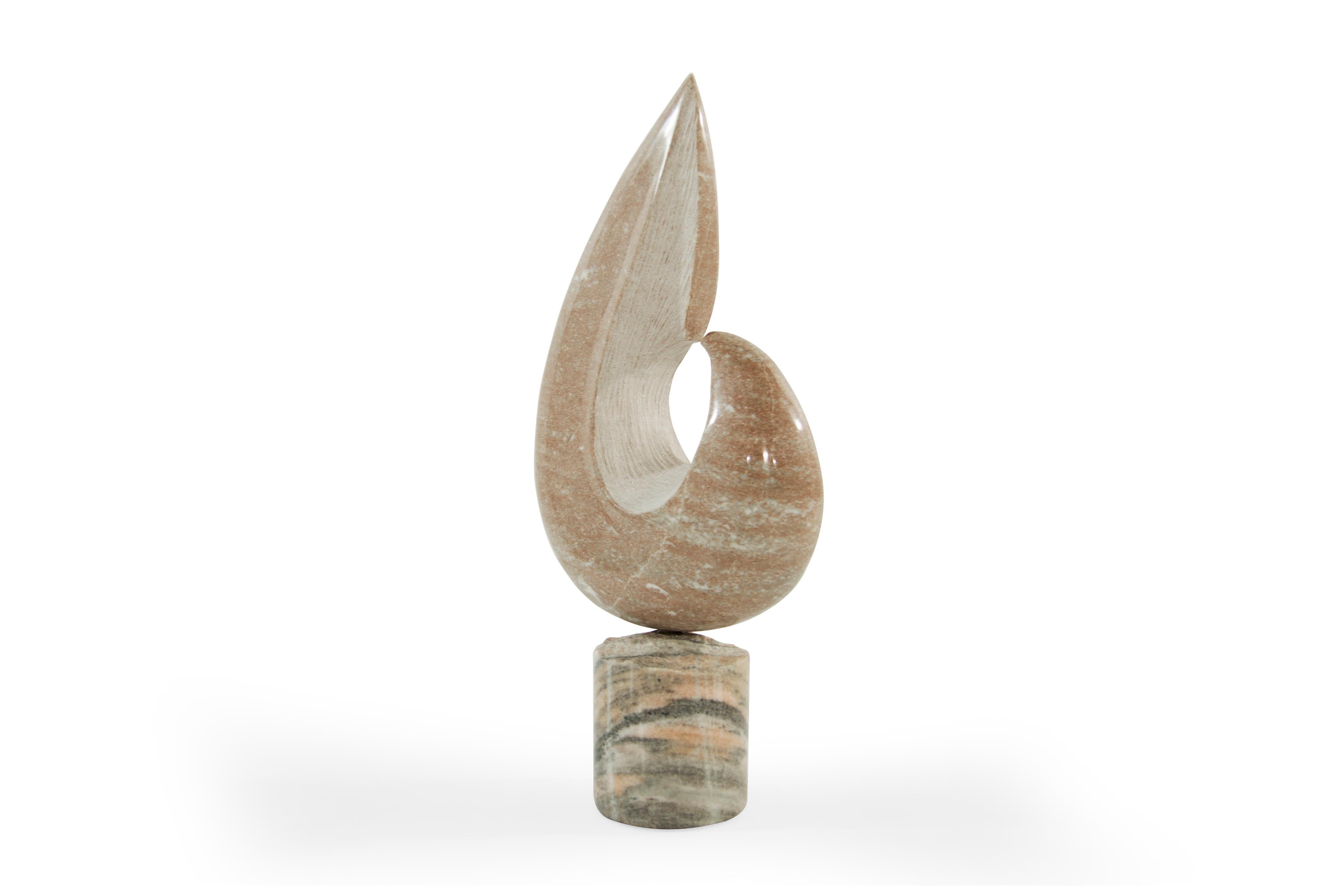 Mid-Century Modern Flame Marble Sculpture, Dated 1967