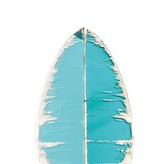 “Flame” Mini Contemporary Wall Sconce Aquamarine Silvered art Glass, brass