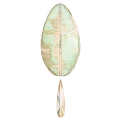 “Flame” Mini Contemporary Wall Sconce Jade Silvered art Glass, brass
