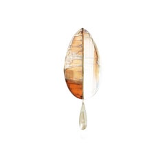 “Flame” Mini Contemporary Wall Sconce Rose Silvered art Glass, brass