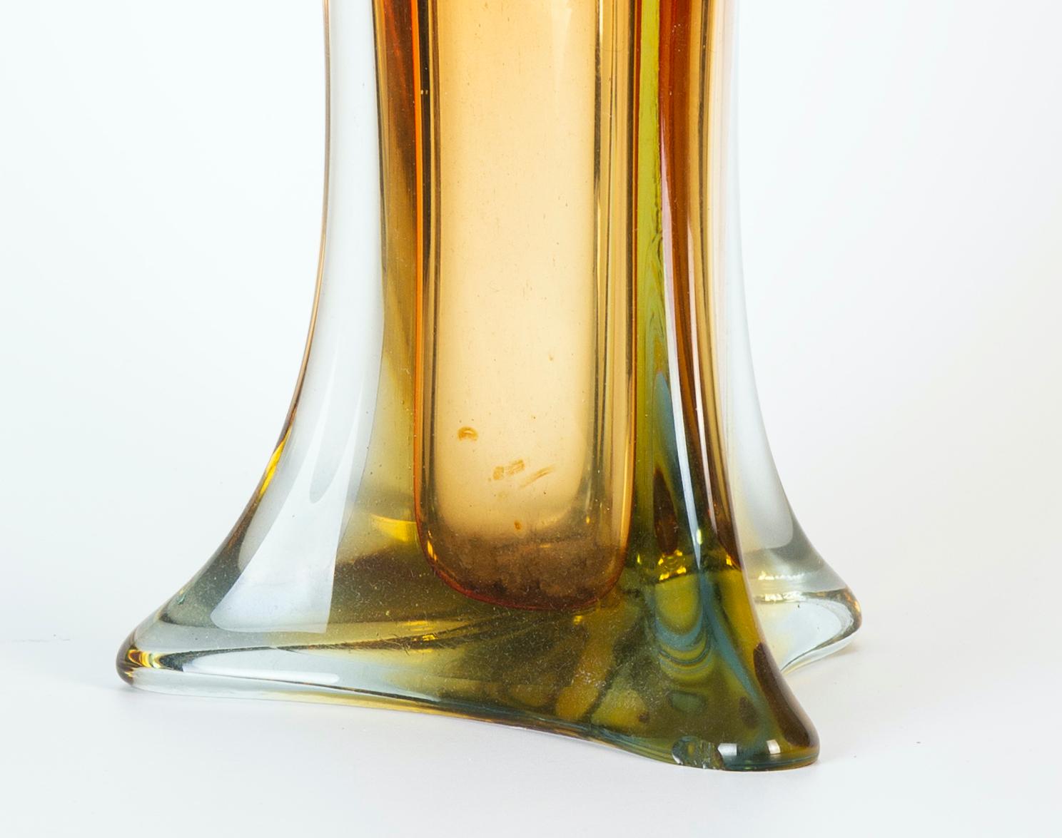 Italian Flame Murano Glass Vase, Italy, 1970s