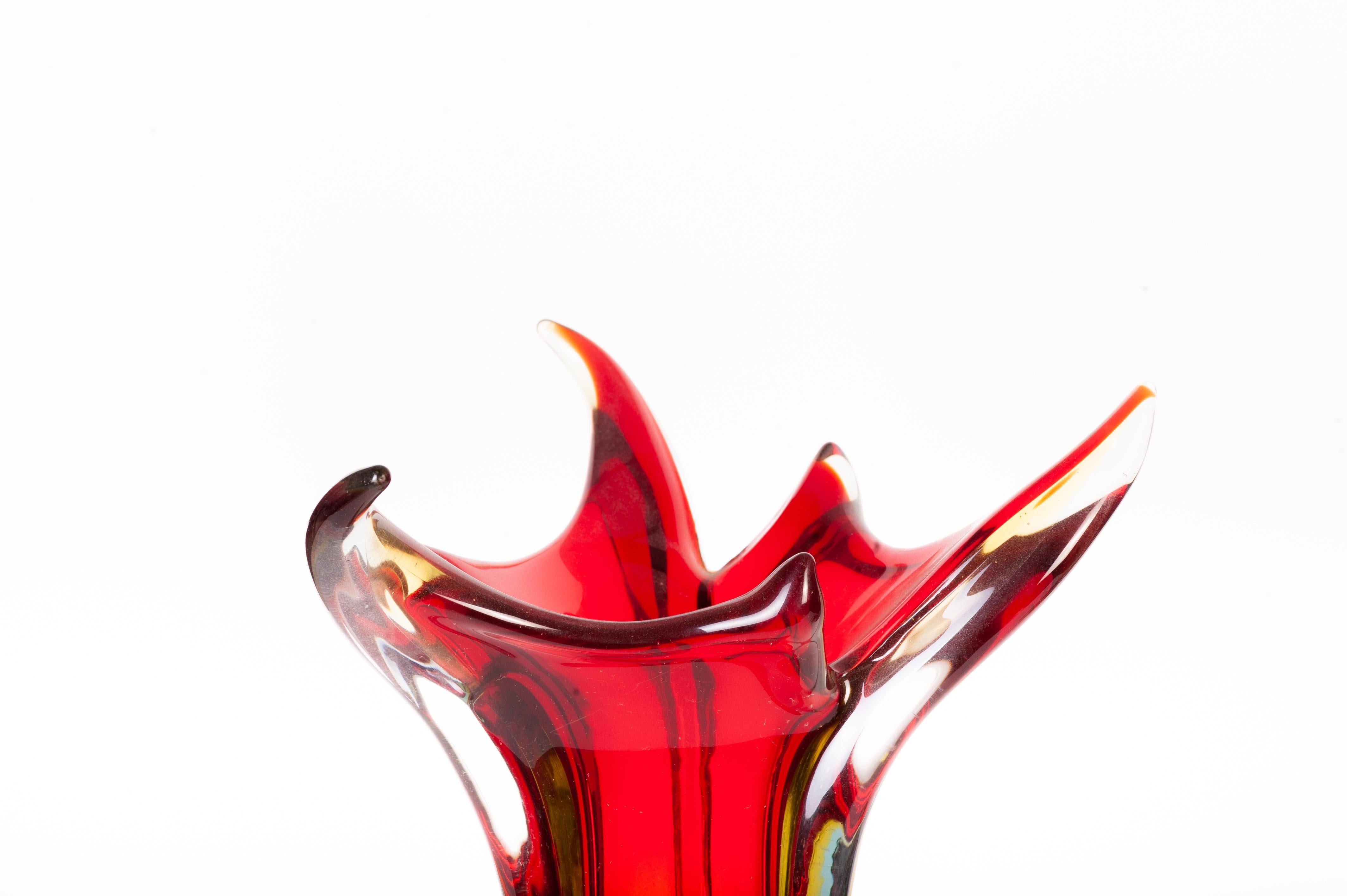 Late 20th Century Flame Murano Glass Vase, Italy, 1970s