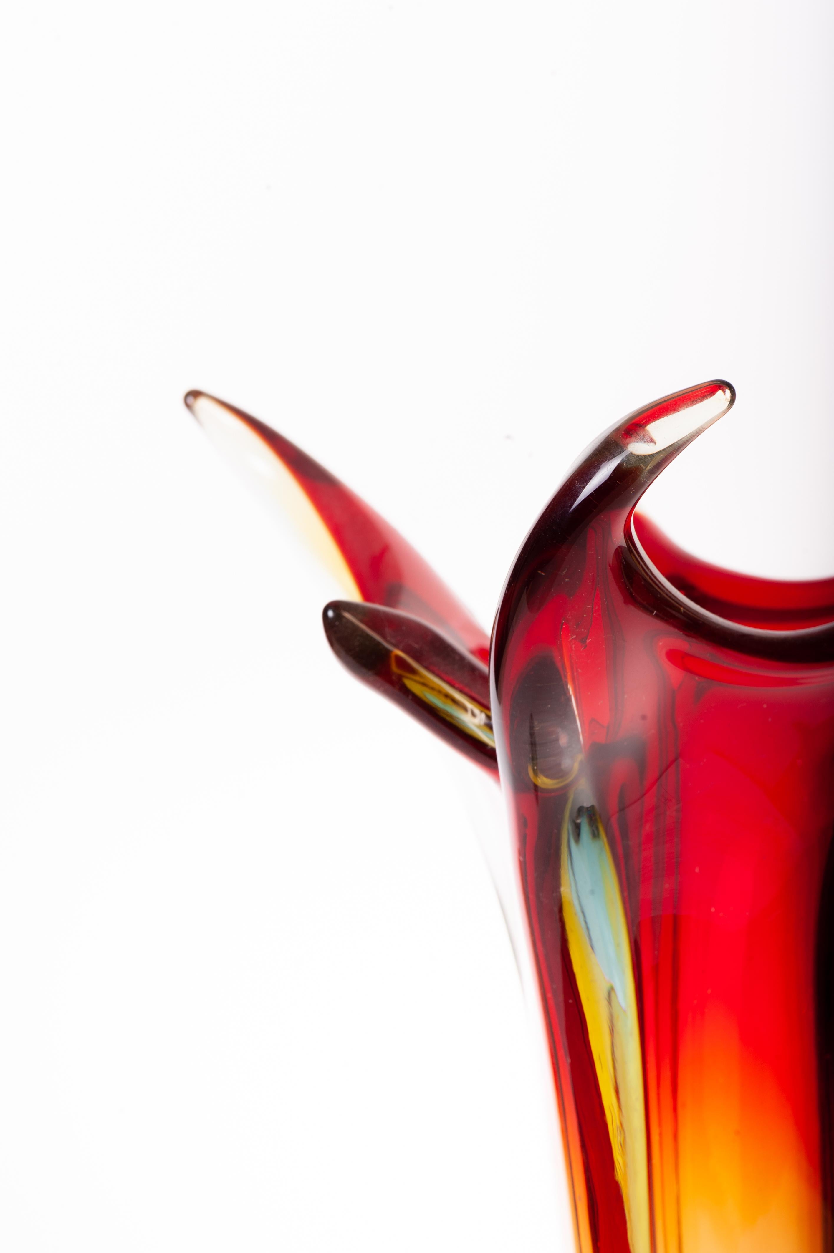 Flame Murano Glass Vase, Italy, 1970s 1