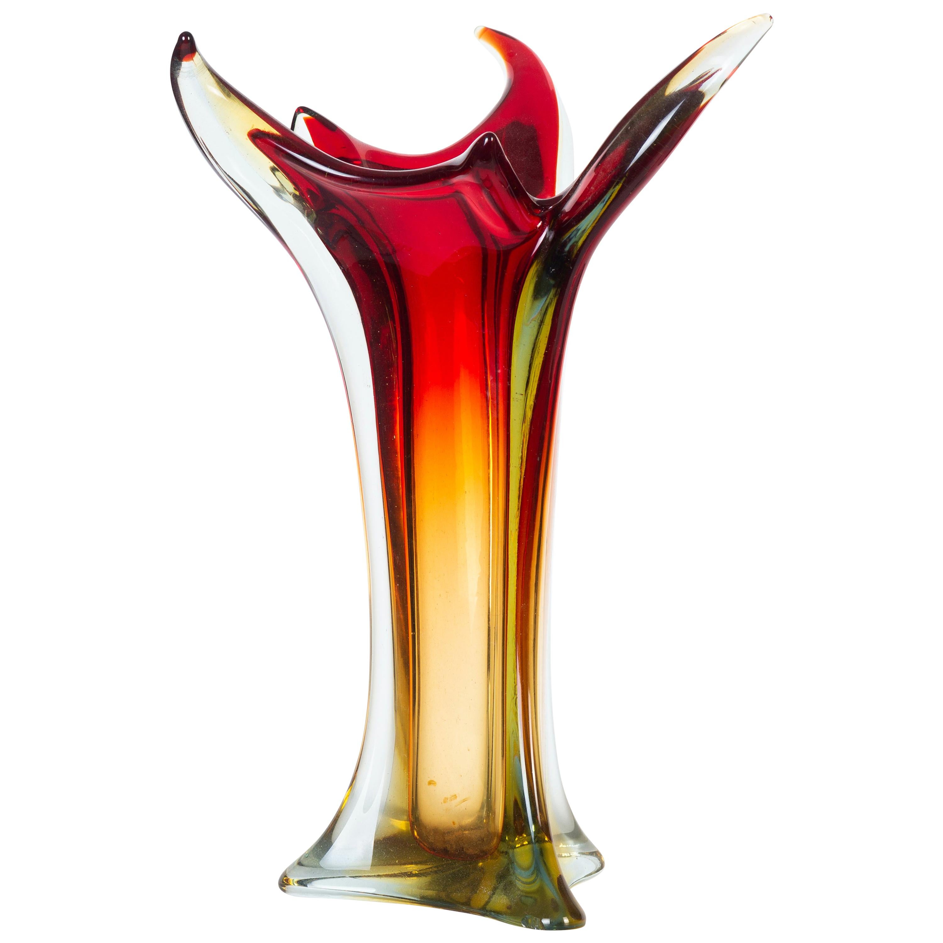 Flame Murano Glass Vase, Italy, 1970s