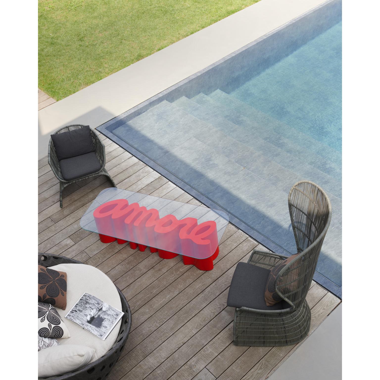 italien Table basse Amore rouge flamboyant par Giò Colonna Romano en vente