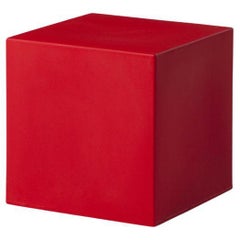 Sgabello Cubo Pouf Rosso Fiamma di SLIDE Studio