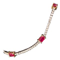 Bracciale in oro giallo 14K con gemme rosso fuoco
