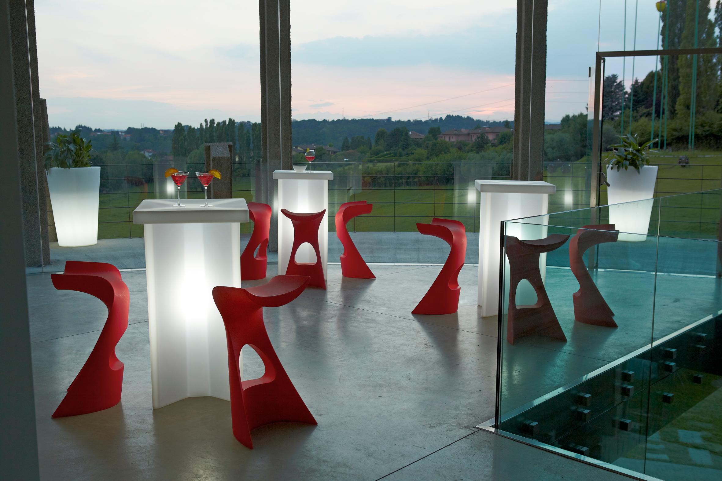 Flame Red Koncord High Stool by Karim Rashid In New Condition For Sale In Geneve, CH