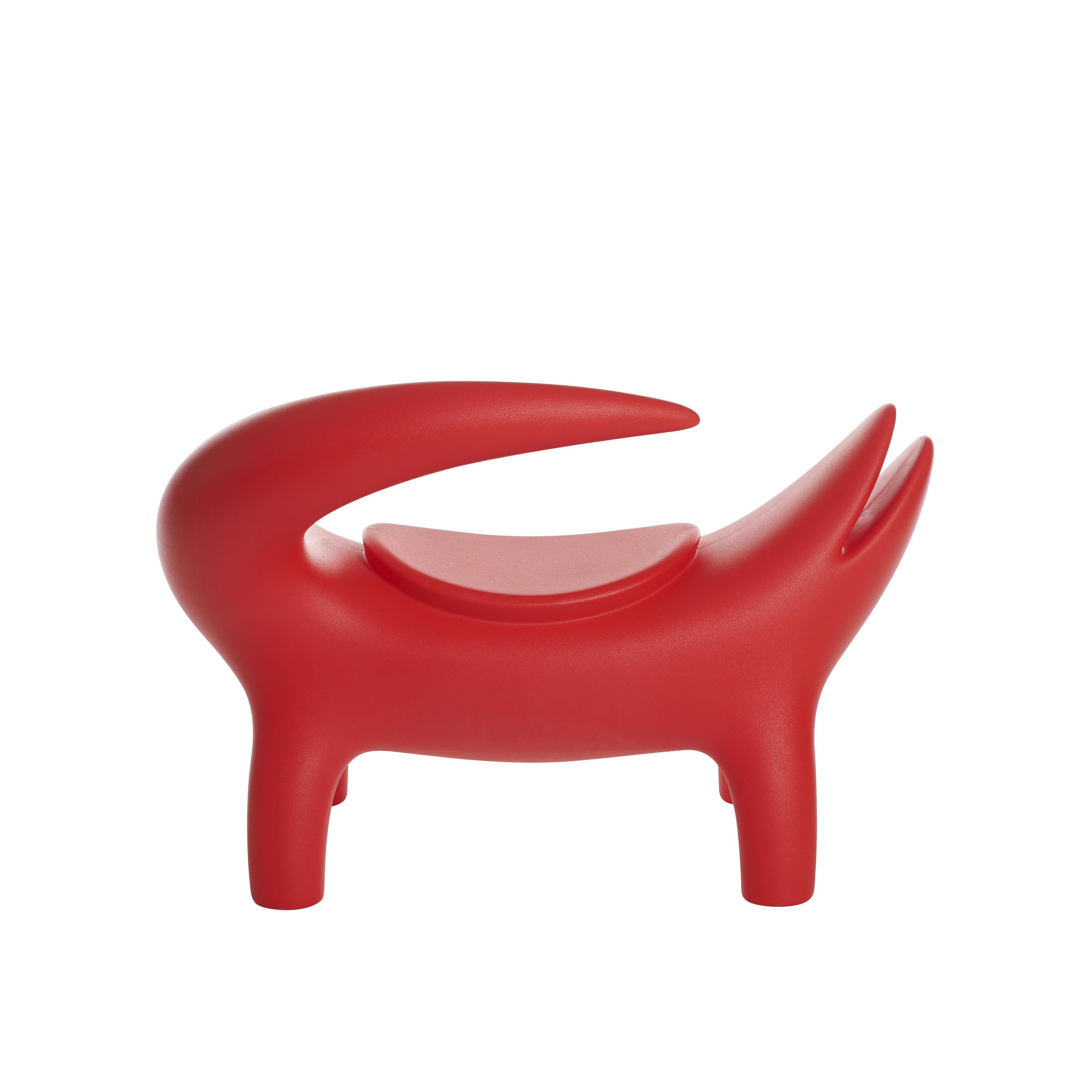Flame Red Kroko Armchair by Marcantonio For Sale 4