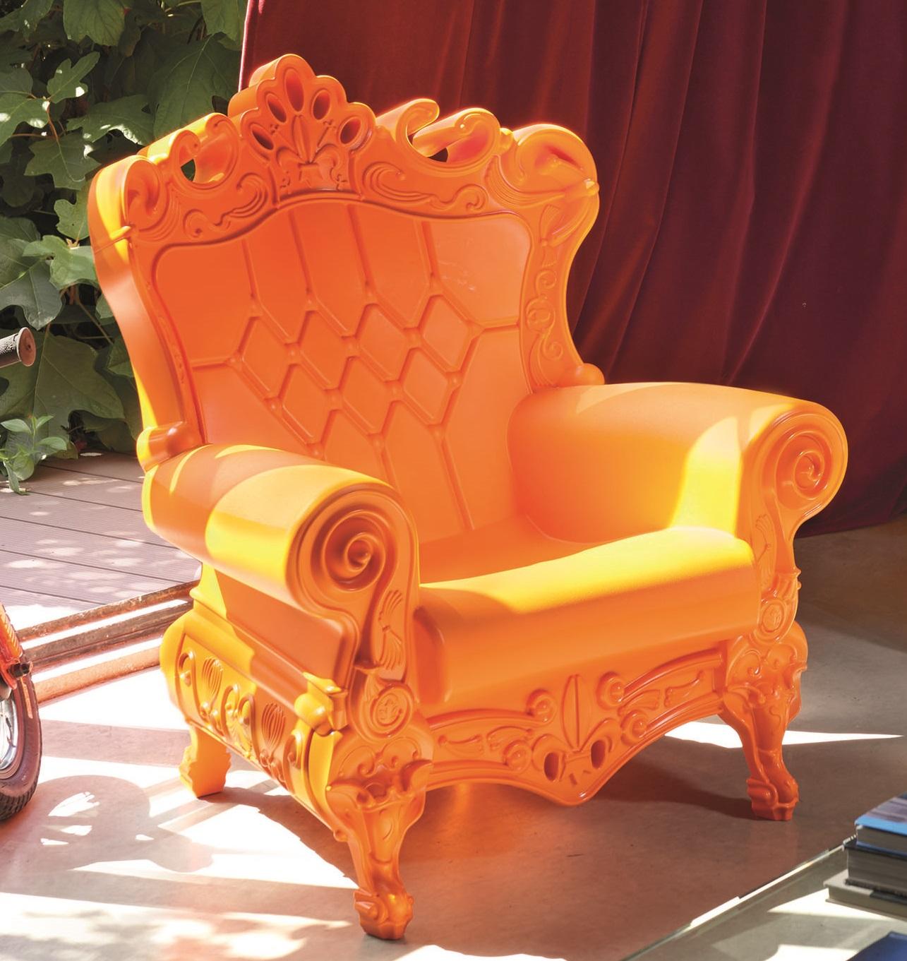 Flame Red Little Queen Of Love Kids Armchair by Moro, Pigatti
Dimensions: D 70 x W 76 x H 83 cm. SH: 32 cm.
Materials: Polyethylene.

Available in different color and finish options. This product is suitable for indoor and outdoor use.  Please