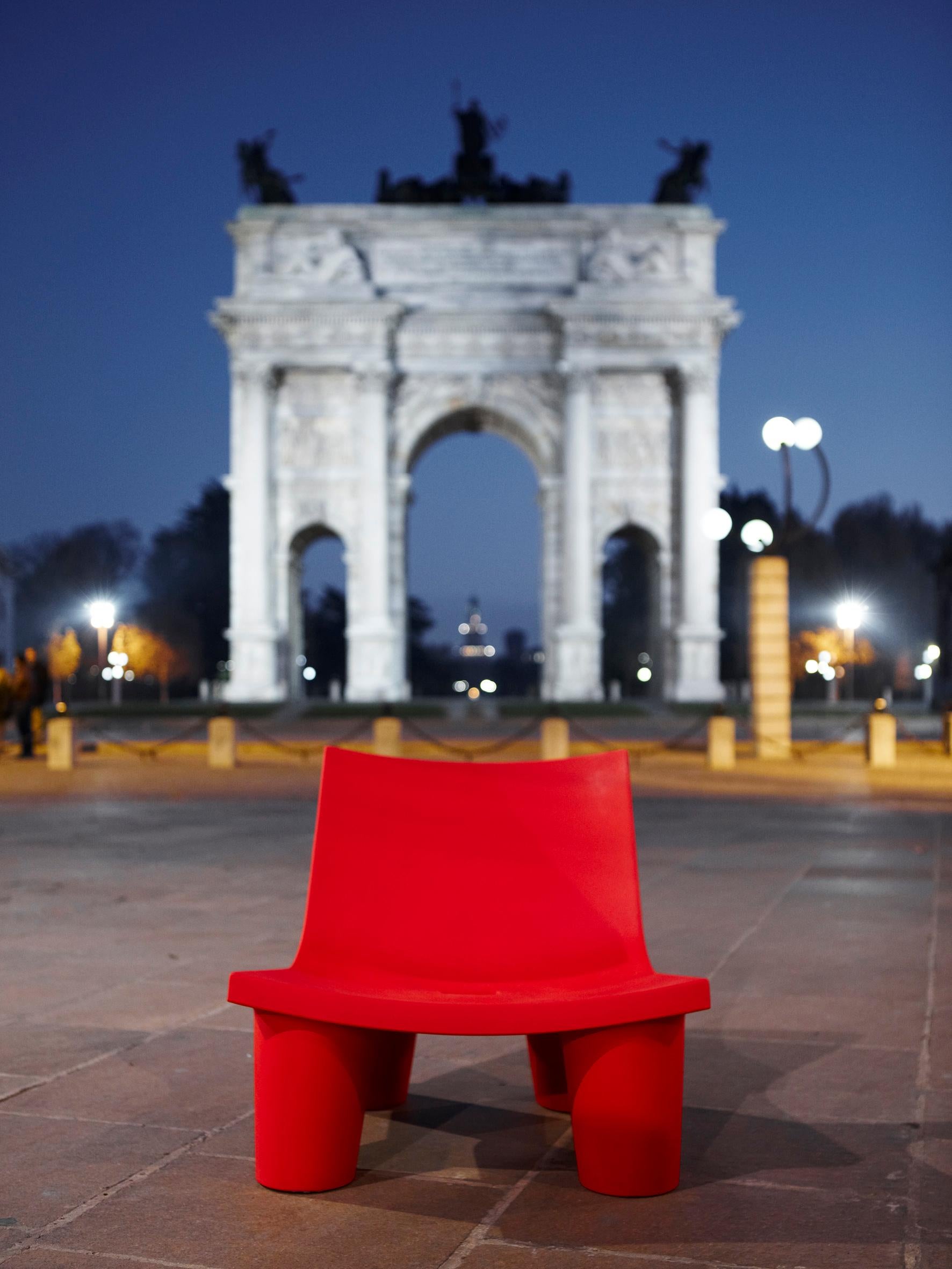 Italian Flame Red Low Lita Chair by OTTO Studio For Sale