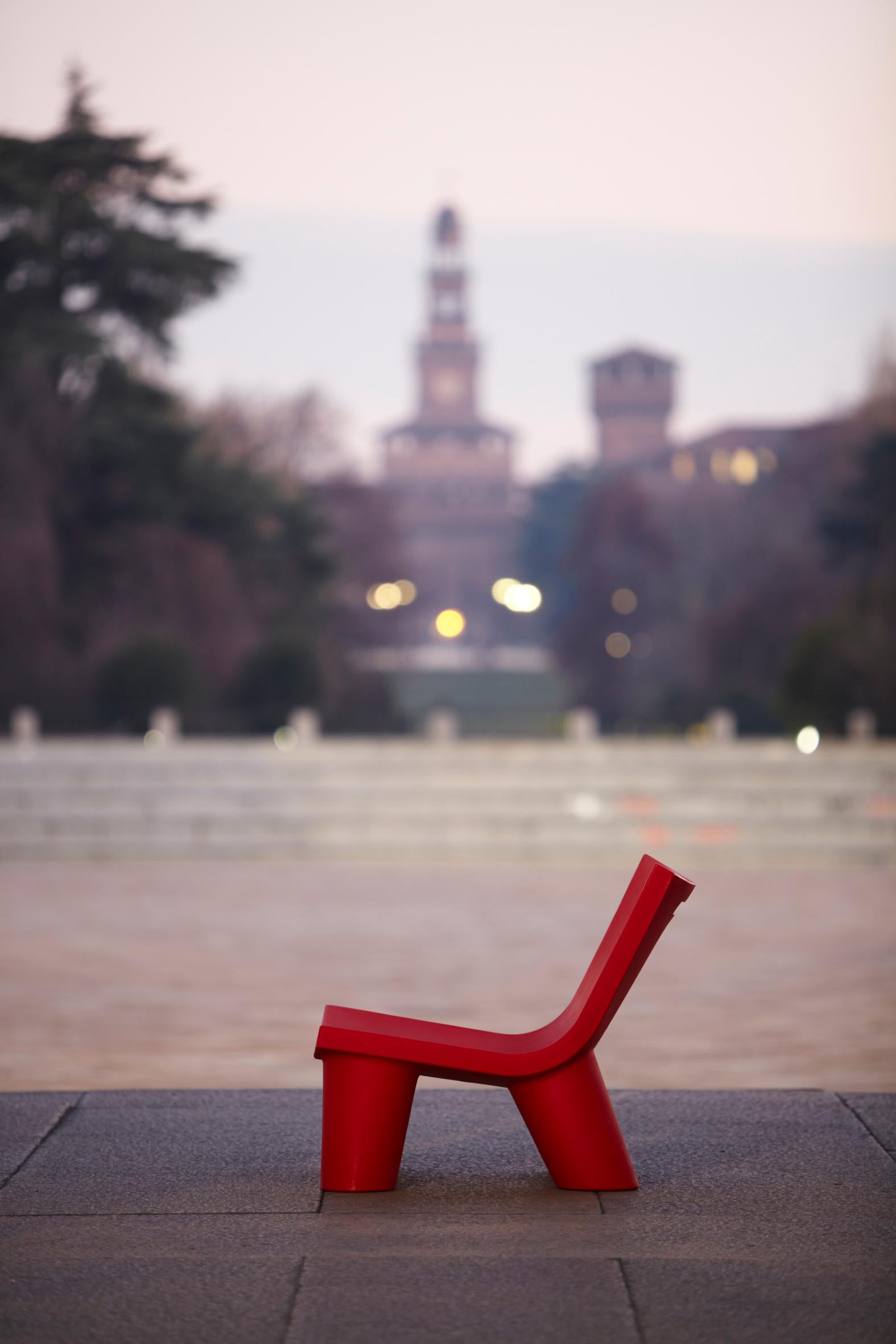 Contemporary Flame Red Low Lita Chair by OTTO Studio For Sale