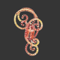 Flame Shaped Imperial Topaz Multi-Colored Sapphire Accents - 18kt Custom Pendant