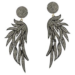 Flame Shaped Pave Diamond Earrings Made in 14k Gold & Silver