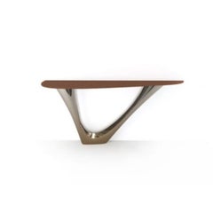 Flamed Gold G-Console Heat Steel Base with Leather Top by Zieta