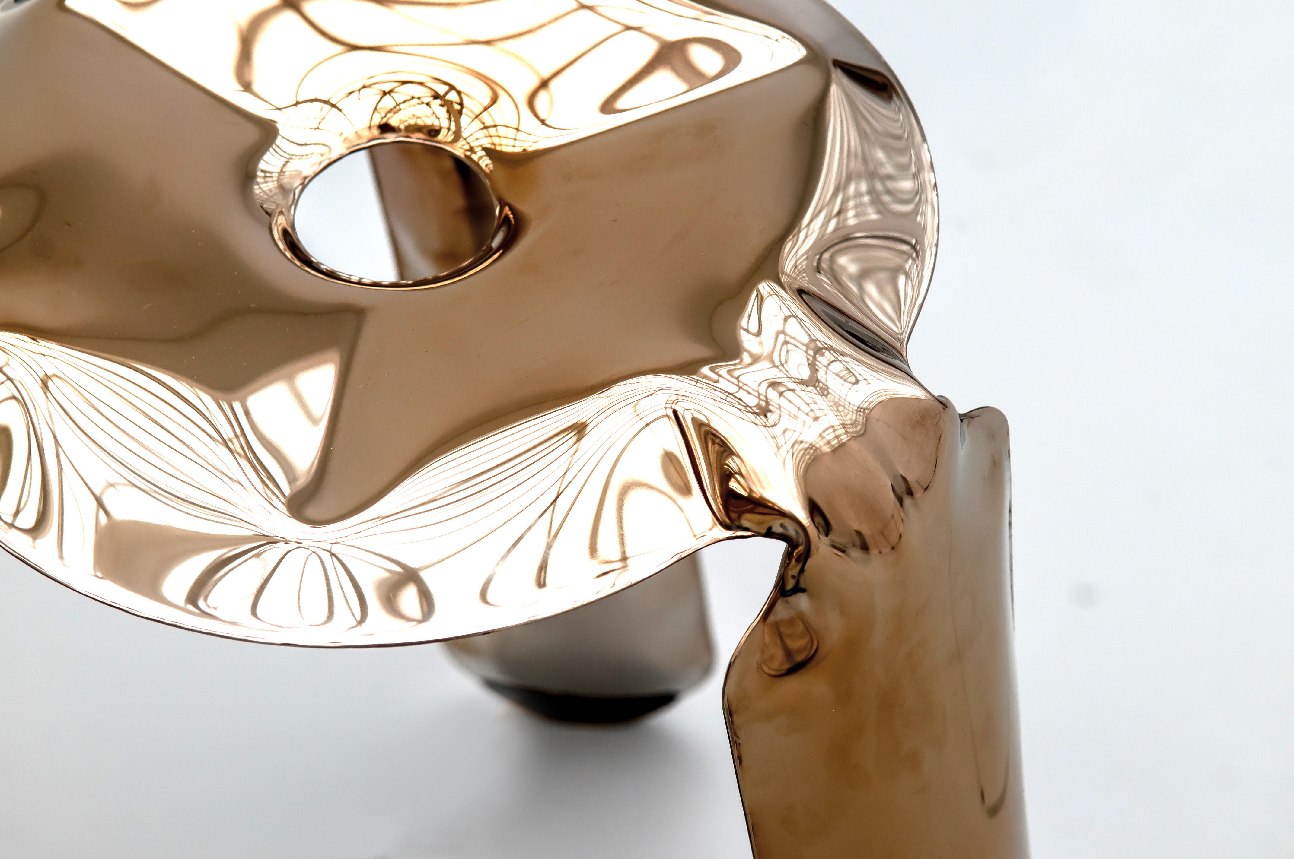 Organic Modern Flamed Gold Steel Bar Plopp Stool by Zieta For Sale