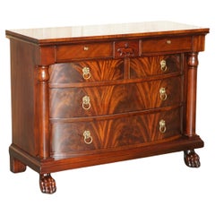 Cómoda de madera noble flameada RALPH LAUREN BOW FRONTED EMPIRE LION's HEAD CHEST OF DRAWERS
