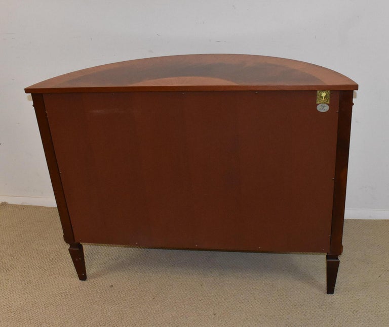 Flamed Mahogany Demilune by Baker Furniture, Historic Charleston