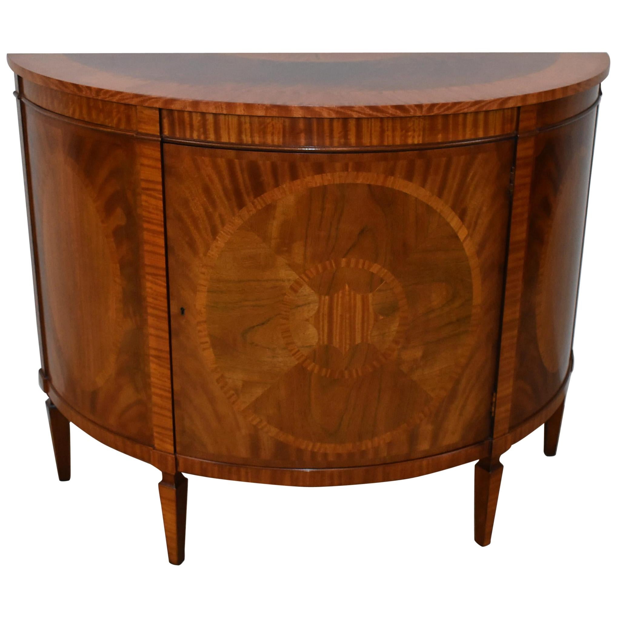Flamed Mahogany Demilune by Baker Furniture, Historic Charleston Collection