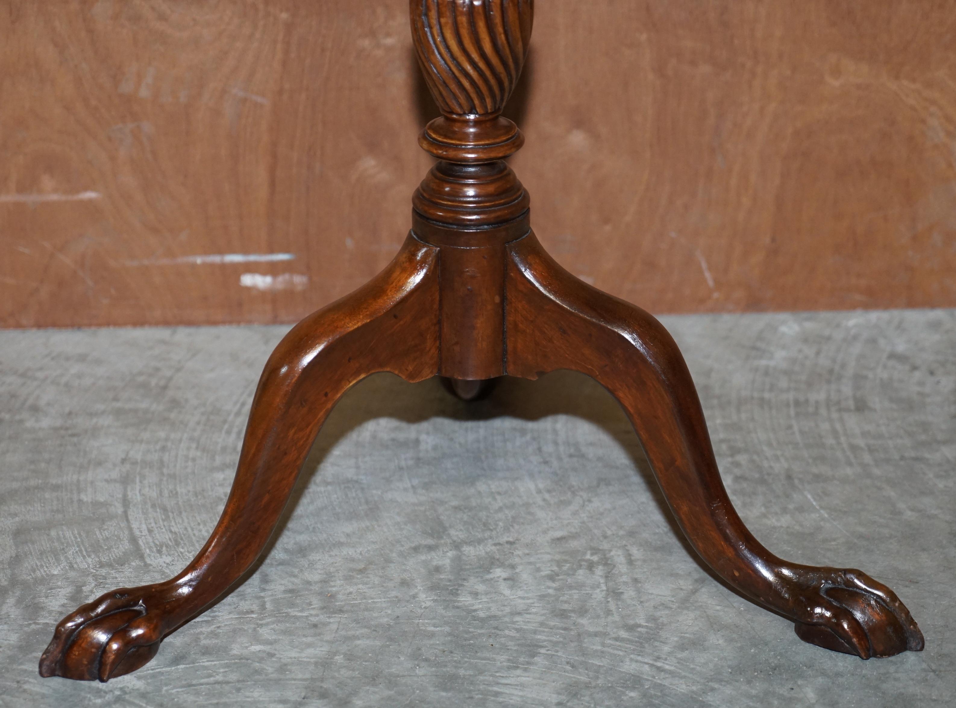 Flamed Hardwood Gallery Rail Side Table with Claw & Ball Feet Regency Style For Sale 4