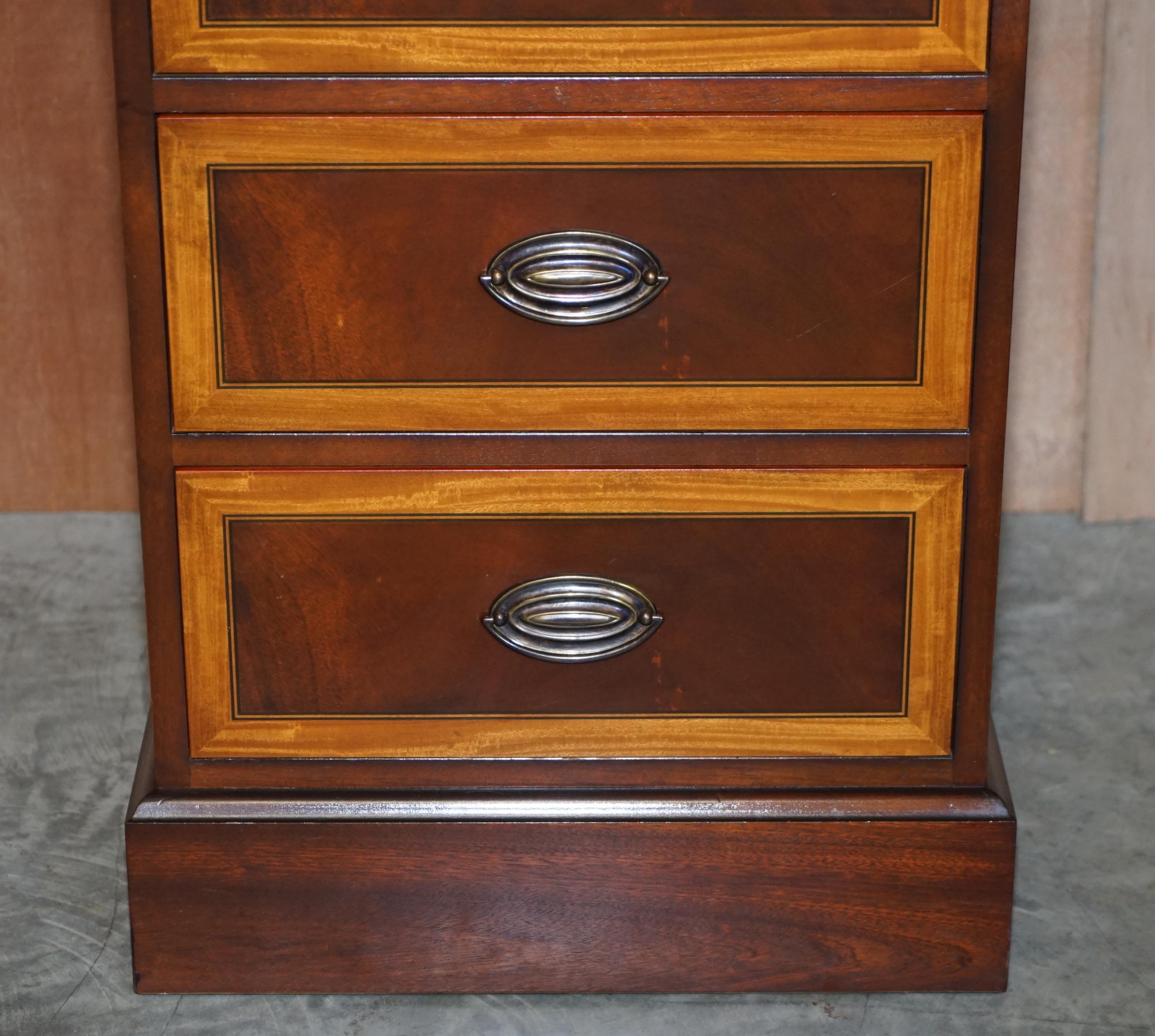 Hand-Crafted Flamed Hardwood  & Walnut John Tanous Side Lamp Table Sized Chest of Drawers