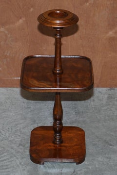 Flamed Hardwood Whatnot Two Tier Side End Lamp Table with Jardiniere Top Stand