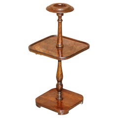 Flamed Hardwood Whatnot Two Tier Side End Lamp Table with Jardiniere Top Stand