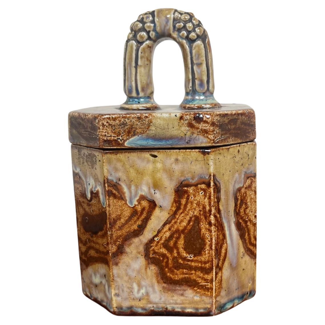 Flamed sandstone box by Charles Gréber, France circa 1920 For Sale