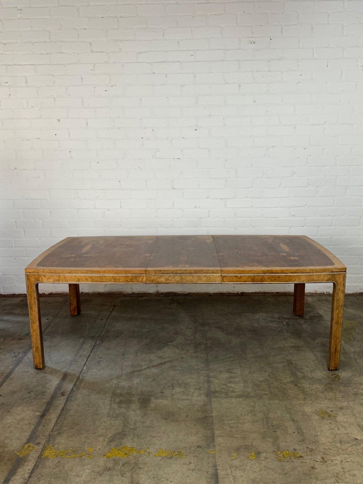 Mid-Century Modern Flamed Walnut and Burl Wood Dining Table For Sale