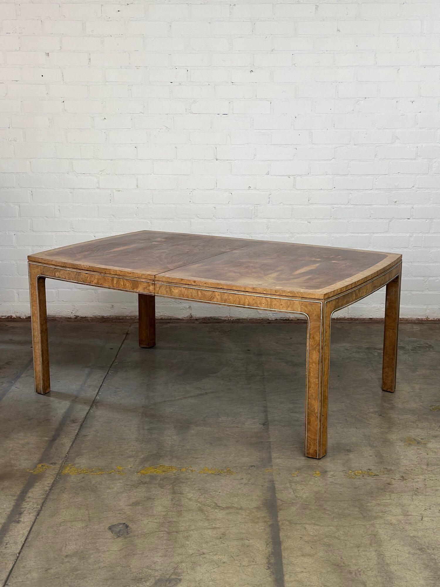 Flamed Walnut and Burl Wood Dining Table For Sale 1