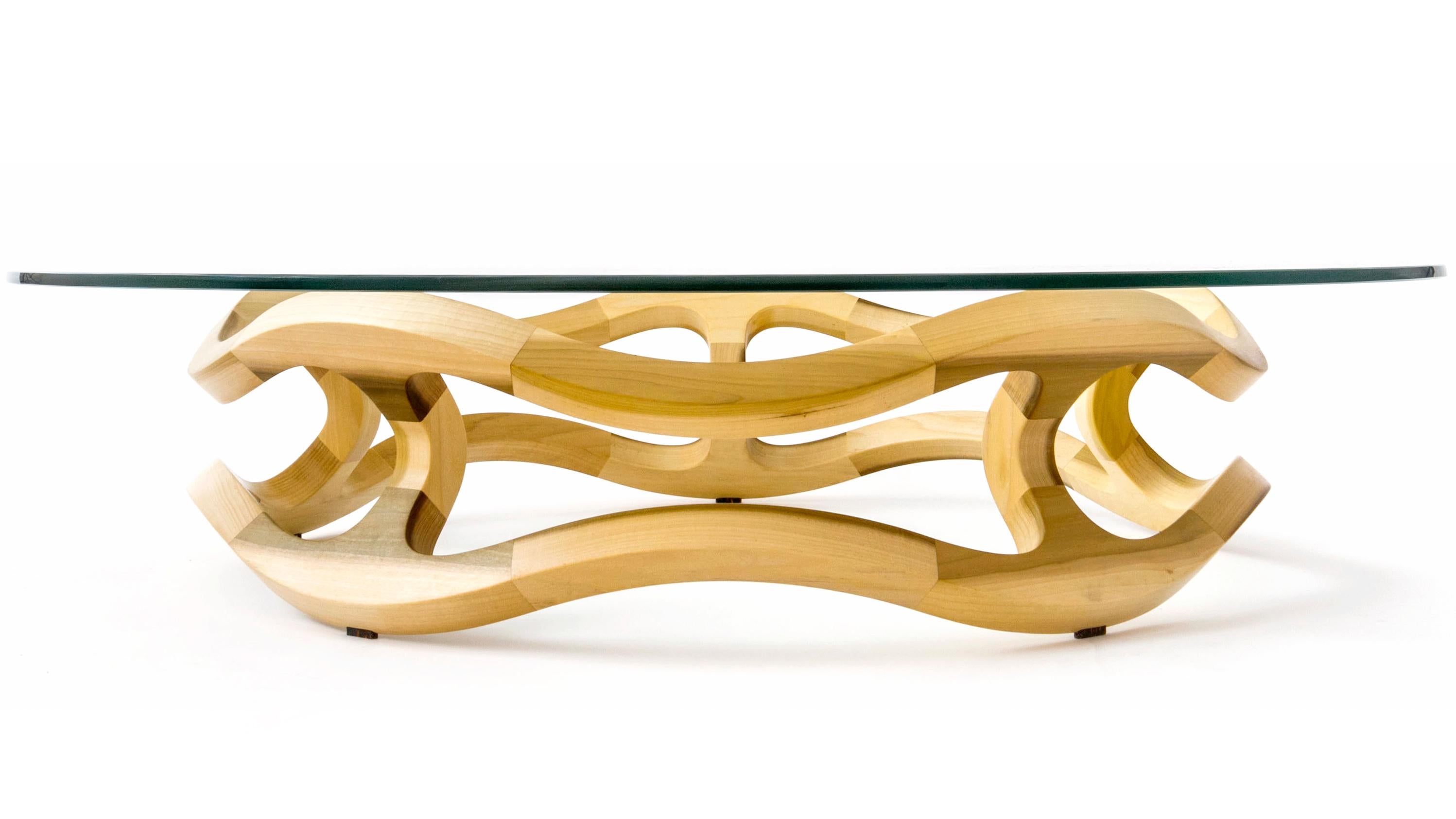 Flamenca, Geometric Sculptural Center Table Made of Solid Wood by Pedro Cerisola For Sale 4