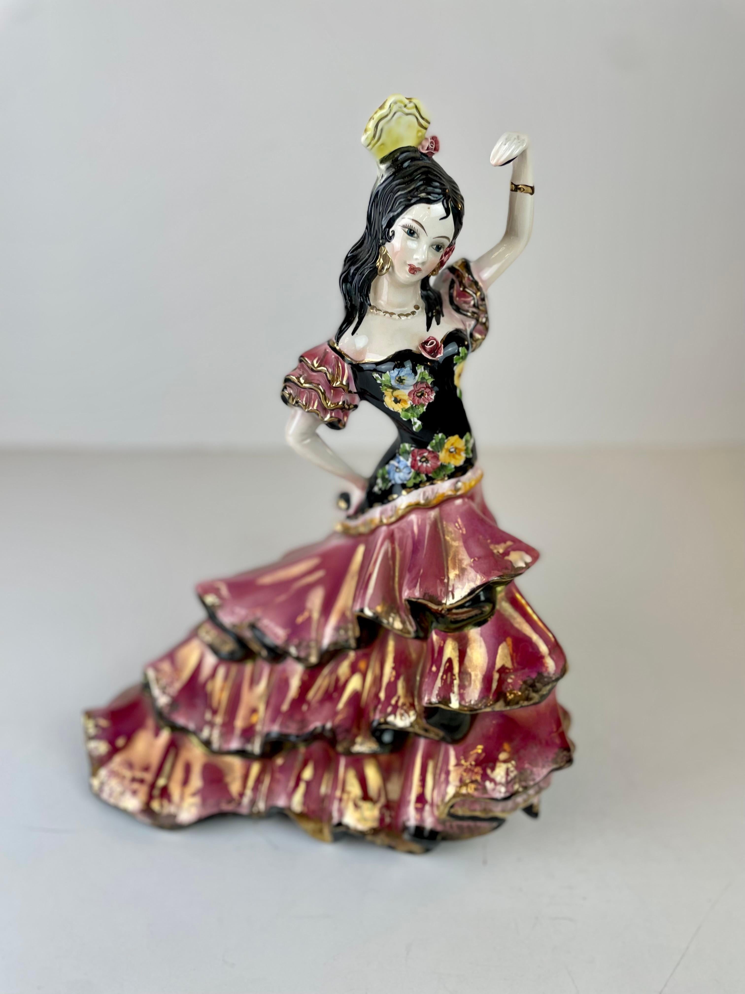 Mid-Century moderno Ballerina di flamenco in ceramica di Formento & Formento, anni '50-'60 in vendita