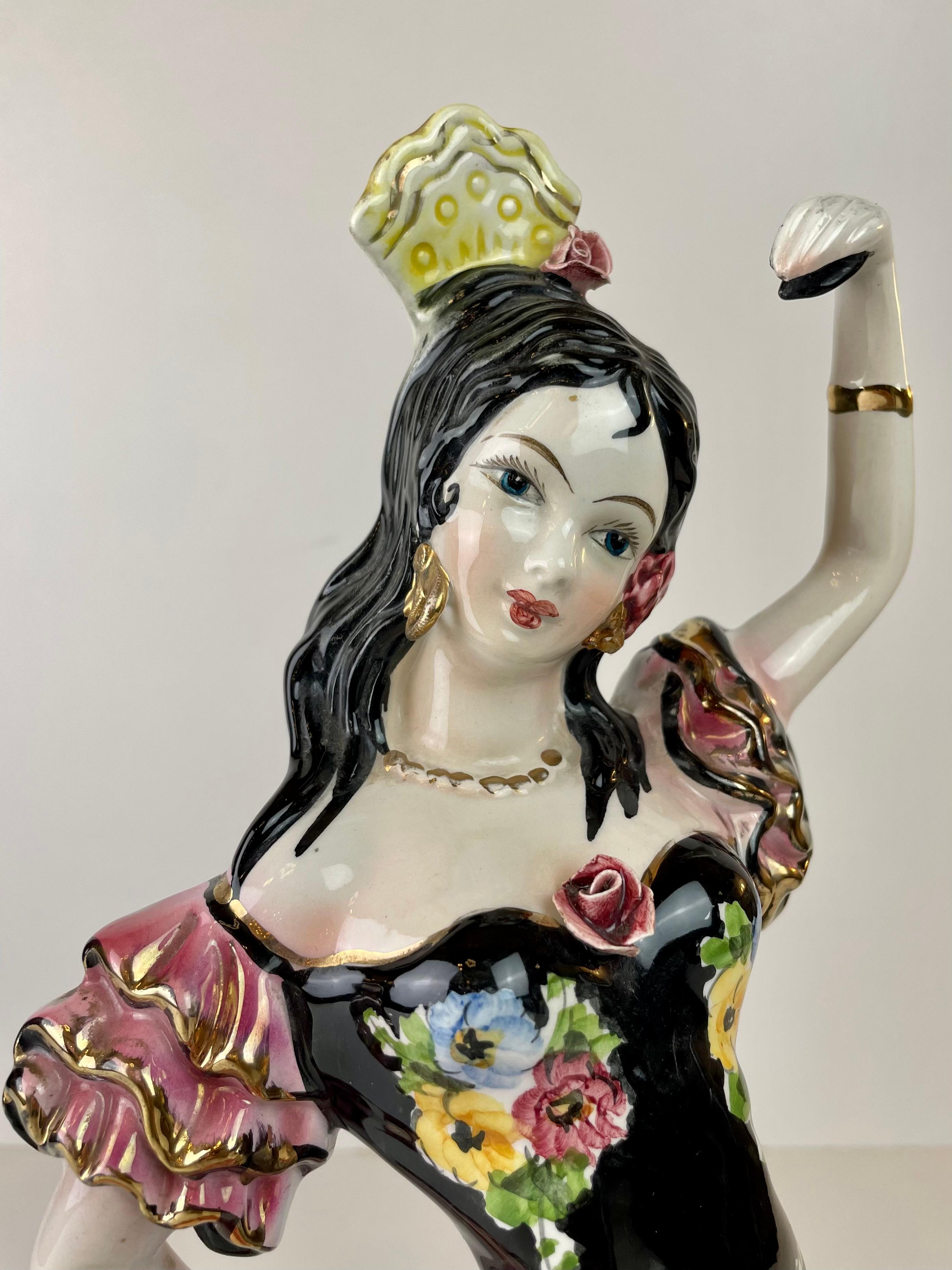 Italiano Ballerina di flamenco in ceramica di Formento & Formento, anni '50-'60 in vendita