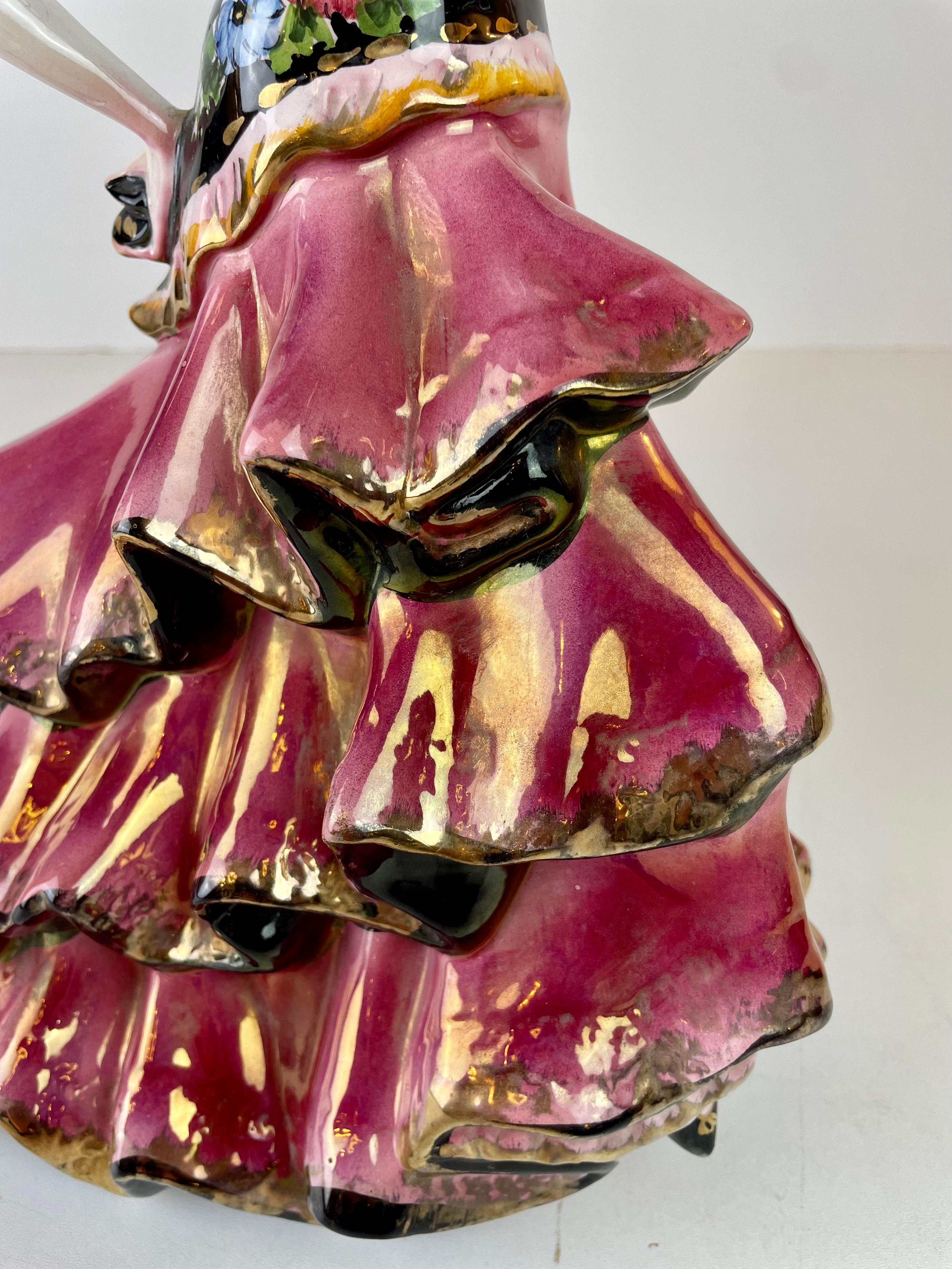 Dipinto a mano Ballerina di flamenco in ceramica di Formento & Formento, anni '50-'60 in vendita