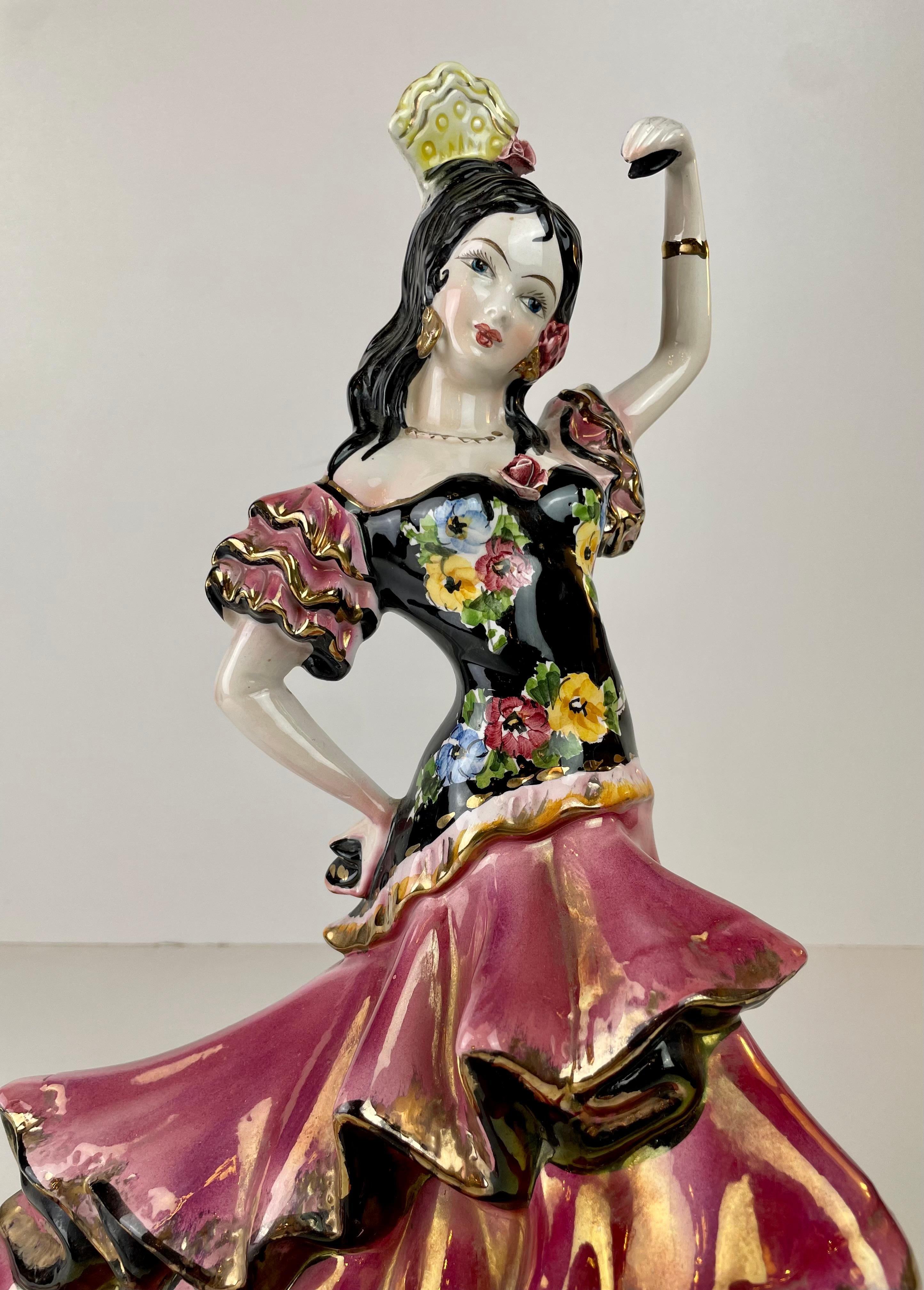 Ceramica Ballerina di flamenco in ceramica di Formento & Formento, anni '50-'60 in vendita