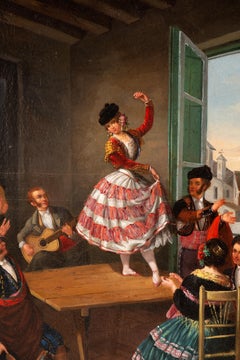 Scène de flamenco. Huile sur toile. CABRAL Y BEJARANO, Manuel (1827-1891). Signé.